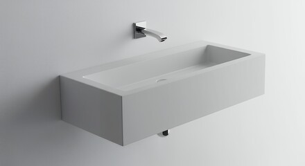 Minimalist rectangular wall mounted bathroom sink