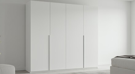 Modern white wardrobe interior