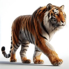 Obraz premium Majestic Tiger Walking Isolated on White