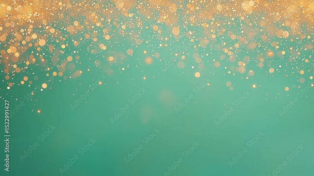 Poster Sparkling Background with Multitude of Golden Bokeh Effect