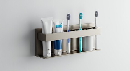 Wall mounted toothbrush holder with toothpaste