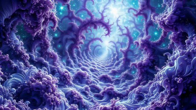 AI Generated video 4k, Abstract Psychedelic Fractal art AI video, Trippy Generative ai animation mp4. Looping video loop background. Loopable video BG