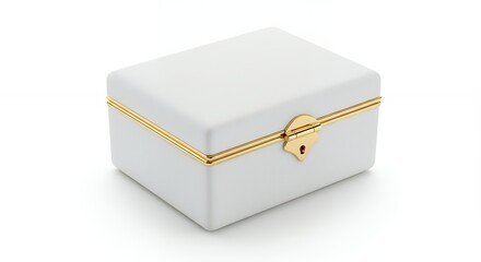 White decorative gift box with gold accents