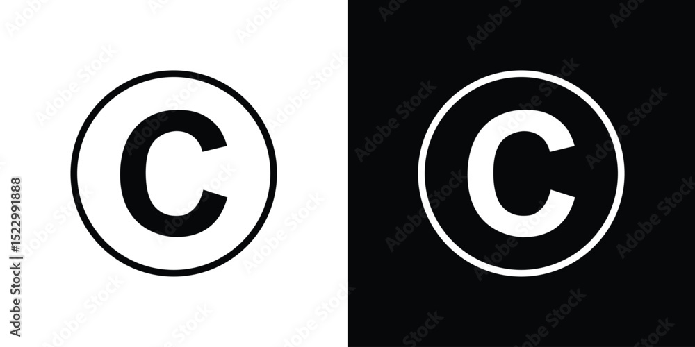 Poster copyright icon graphic vector set for ui design