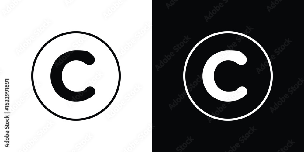 Poster copyright icon graphic vector set for ui design