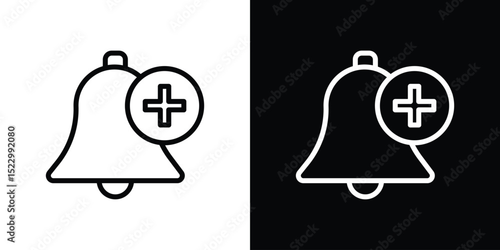 Poster cowbell circle plus icon graphic vector set for ui design