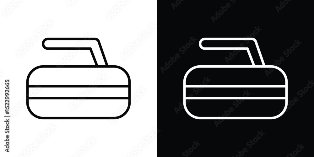Poster curling stone icon graphic vector set for ui design