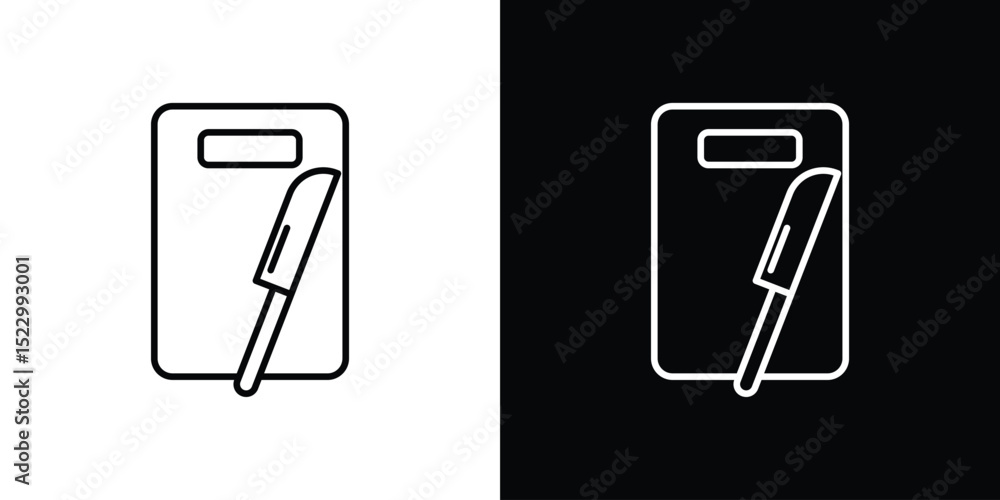 Poster cutting board with knife graphic vector set for ui design