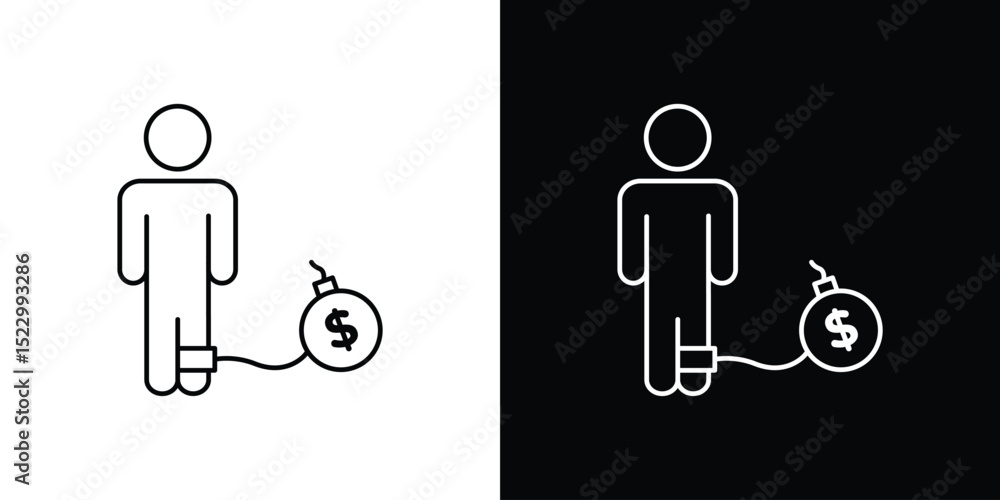 Poster debt icon graphic vector set for ui design
