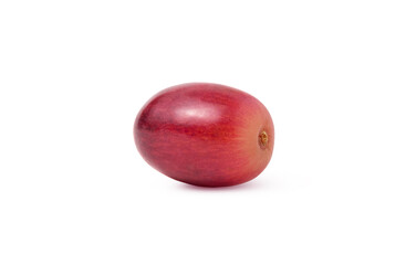 Single red wine grape isolated on white background