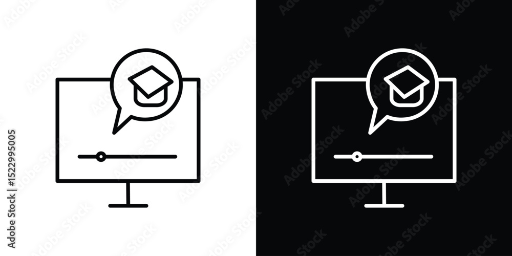Poster e learning icon graphic vector set for ui design