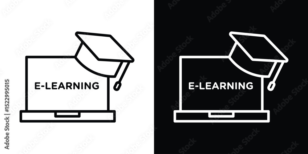 Poster e-learning icon graphic vector set for ui design