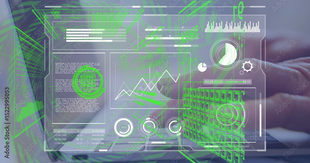 Poster image of data processing over hand using laptop