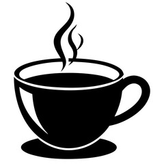 coffee cup with rising steam on white background   