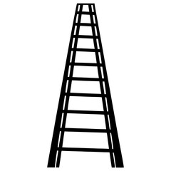 ladder reaching upwards on white background