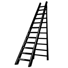 ladder reaching upwards on white background