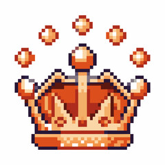 Fototapeta premium Pixel art gold crown with jewels retro gaming with pixelated design and symmetry