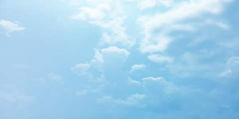 Fototapeta premium sunny sky blue light watercolor background. Aquarelle painting brush effect card paper textured canvas cloudy smoke space for text, entertaining card, template. aquamarine color graphics illustration