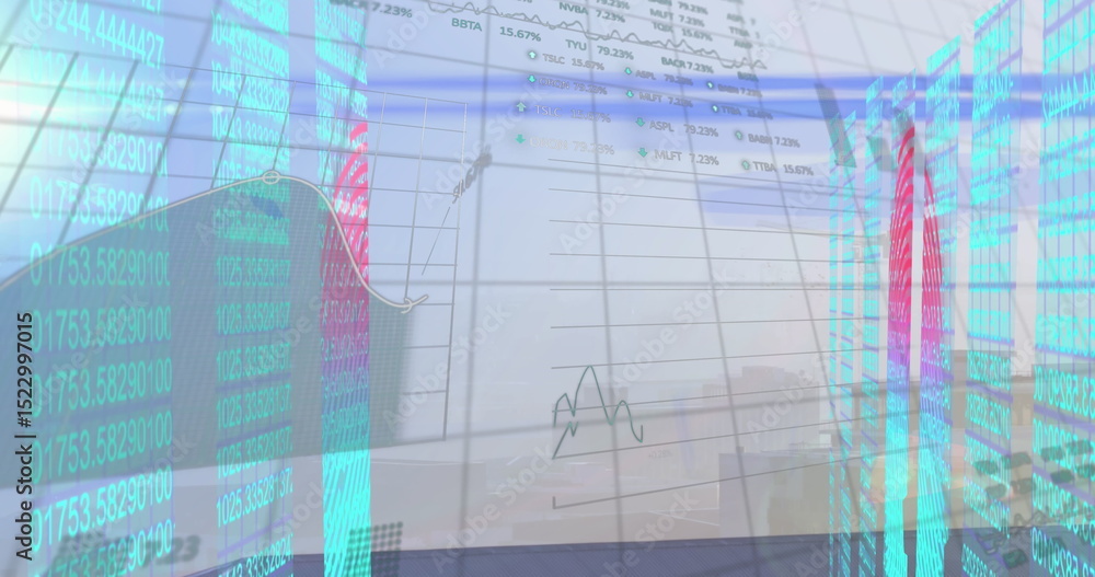 Poster image of data processing over cityscape