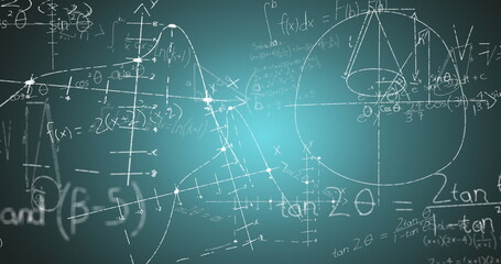 Image of math formulas on green background