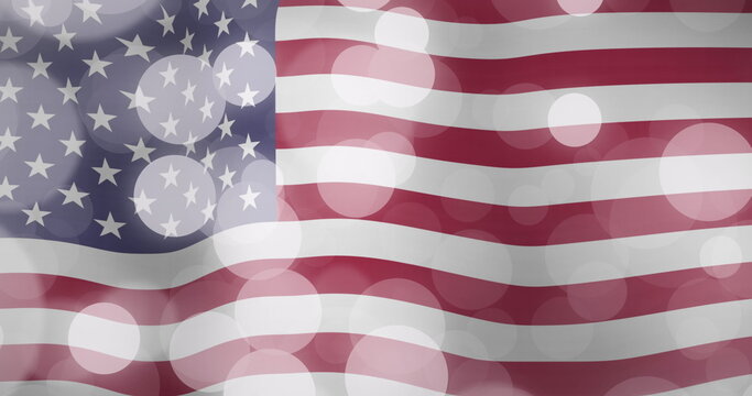 Naklejki Image of light spots over flag of usa