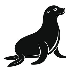 Sea Lion Silhouette – Minimalist Black Vector	
