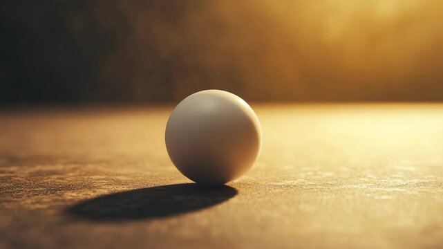 Single White Egg on a Textured Surface with Warm Lighting in a Simple, Minimalist Setting