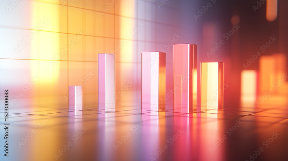 Aufkleber An engaging D bar graph illustrating market trends, with detailed textures on the bars and a gradient color scheme that enhances the visual impact of the data.