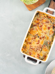 Baked squash and savoy cabbage casserole vegetarian lasagna