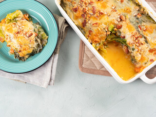 Baked squash and savoy cabbage casserole vegetarian lasagna