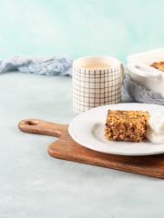 Baked oatmeal peanut butter porridge with chocolate chips