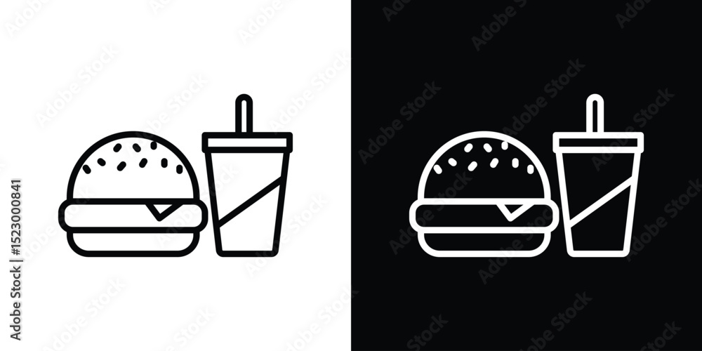 Poster hamburger soda icon graphic vector set for ui design