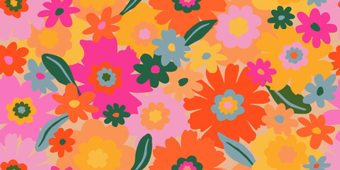 Exotic hand drawn flowers, seamless patterns with floral for fabric, textiles, clothing, wrapping paper, cover, banner, home decor, abstract backgrounds.