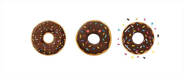 Fototapeta premium Delicious chocolate donuts illustration dessert art sweet treats vibrant colors playful concept by illustrator