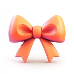 3D rendered vibrant orange bow on white background