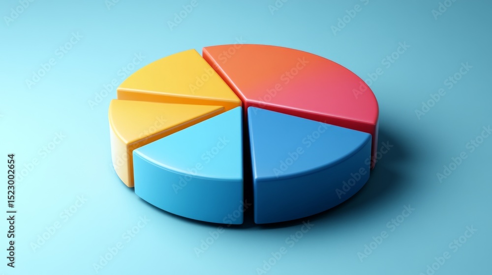 Aufkleber A clean and minimalist D pie chart showcasing statistical data, with a soft shadow effect and evenly distributed segments that highlight key financial insights.