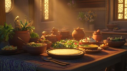 A cozy arrangement of dosa with a side of fresh salad and spicy chutney, highlighting a satisfying and delicious South Indian meal experience.