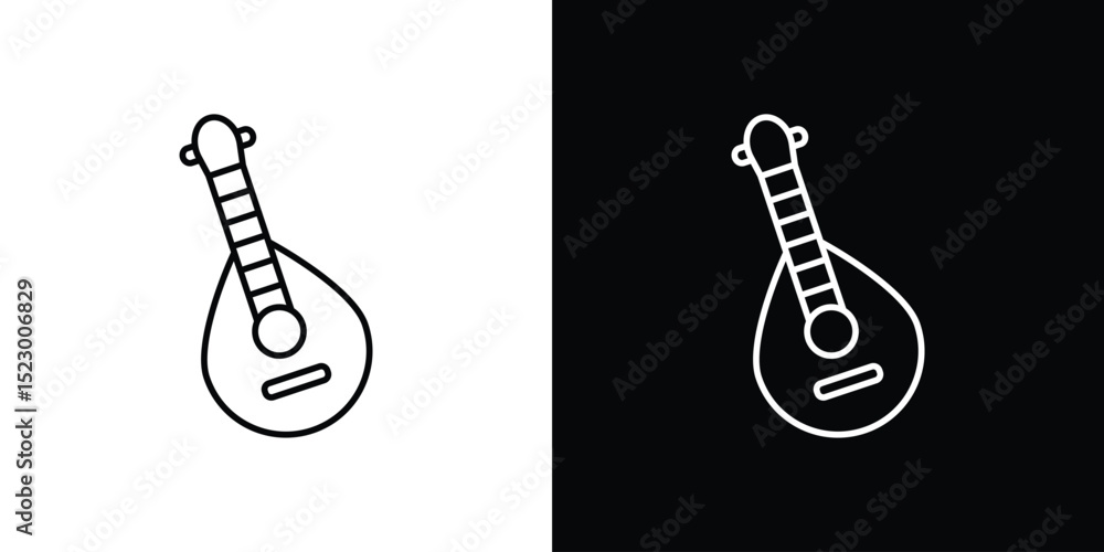 Poster mandolin icon graphic vector set for ui design