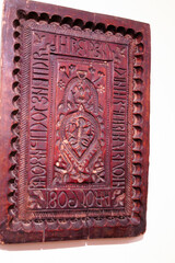 Ancient egyptian book with the image of the Virgin Mary.