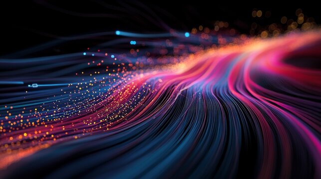 A detailed close-up of a colorful financial graph with upward trends and vibrant lines on a digital display, set against a sleek black background.