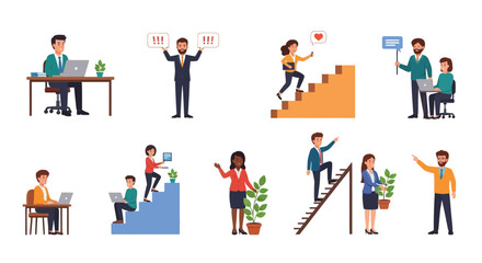 Diverse Business People in Various Stages of Career Advancement