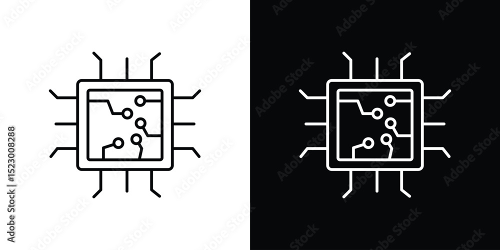 Poster microchip icon graphic vector set for ui design