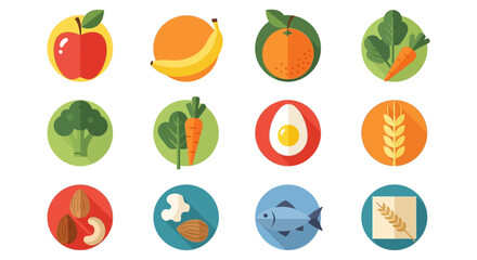 Colorful Icons Representing Essential Food Groups