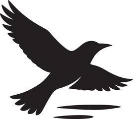 Flying bird silhouette of a dove with wings spread, symbolizing freedom and peace