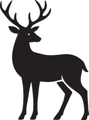 Deer animal mammal silhouette vector illustration with antlers