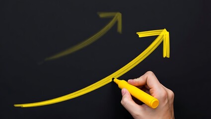 Achieving Growth Upward Trending Arrows Drawn on Blackboard