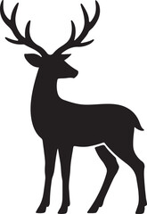 Deer animal vector silhouette illustration with antlers