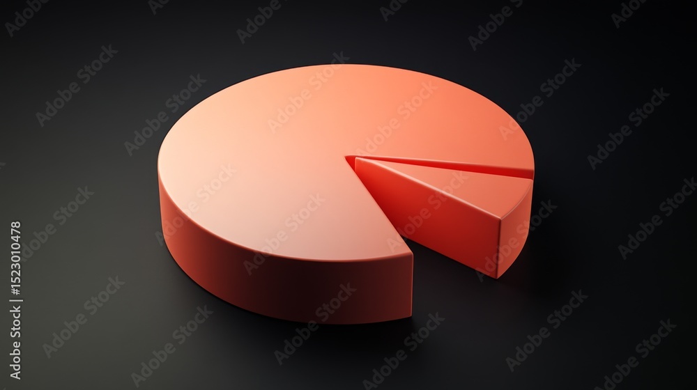 Leinwandbilder a professional d pie chart illustrating sales distribution, featuring detailed textures on each slic