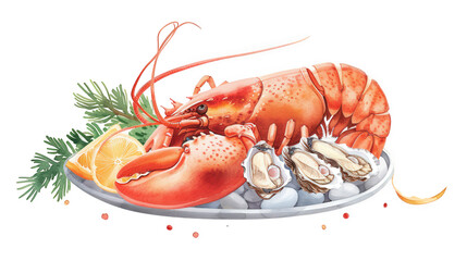 Exquisite Seafood Platter Featuring Lobster, Oysters, and Fresh Garnish