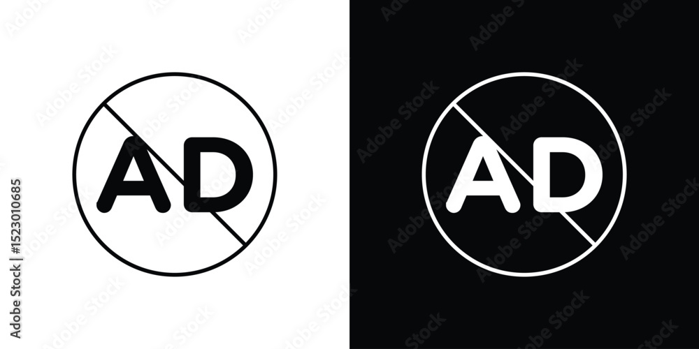 Poster no audio description icon graphic vector set for ui design